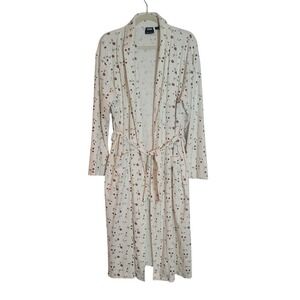 Tsunami Canada Women Large Floral Cotton Robe Red Rose Cream Wrap Housecoat VTG